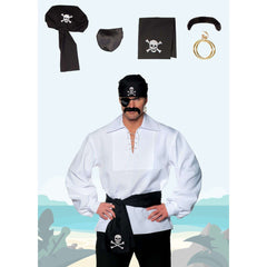 Pirate Accessory Kit w/ Mustache , Earrings , Eyepatch & Hat