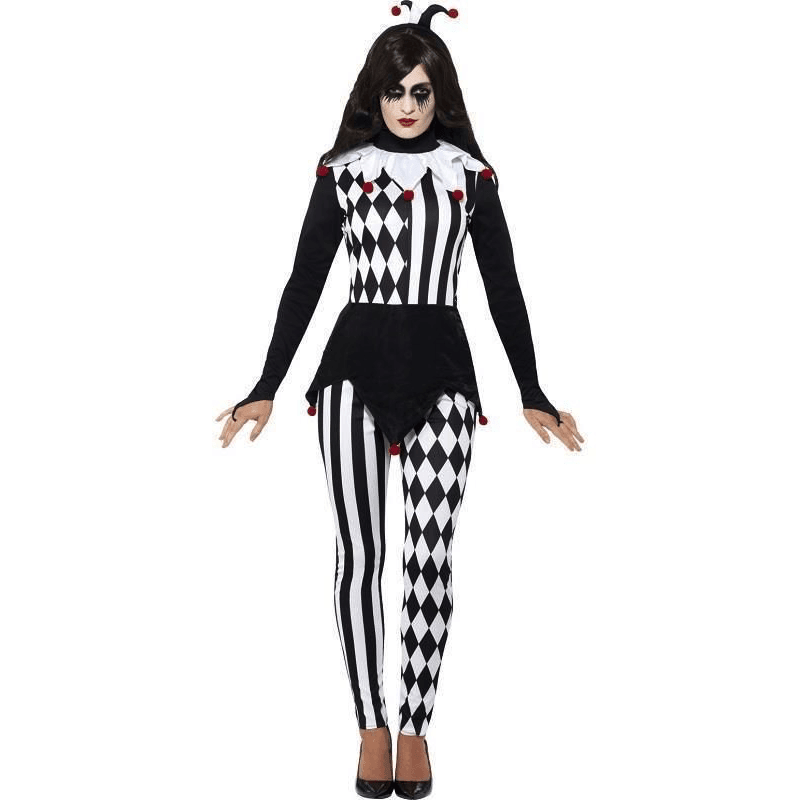 Female Jester Black & White Adult Costume