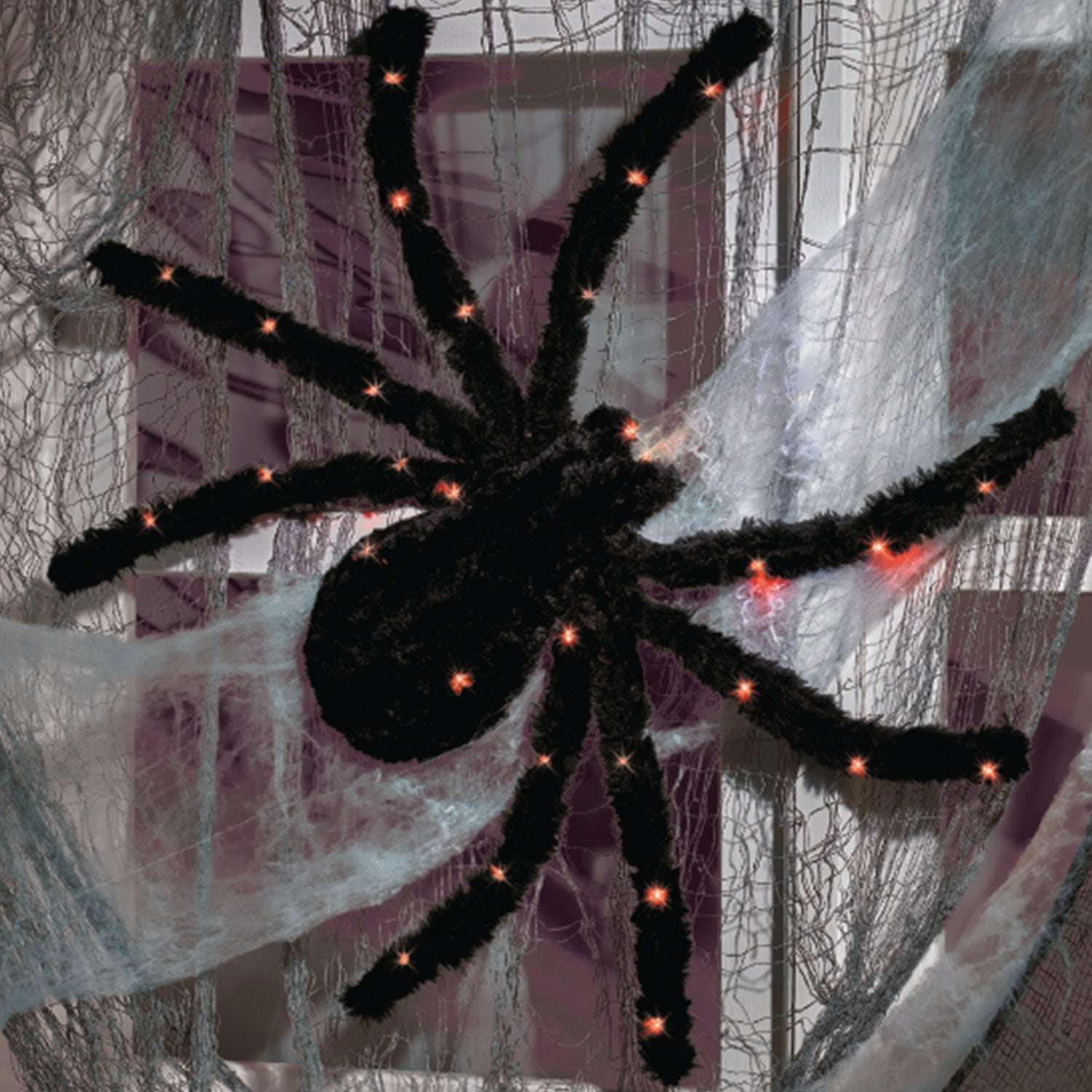 Light Up Spooky Black Spider Prop