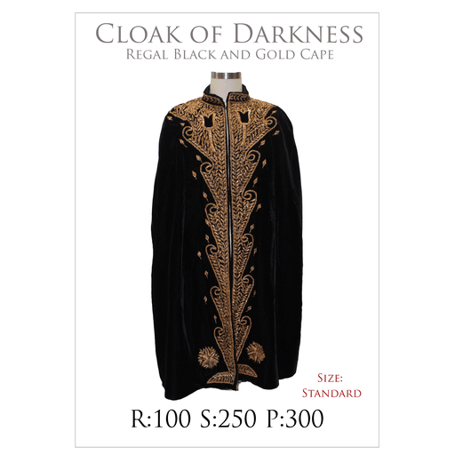 Exclusive Cloak of Darkness, Black w/ Gold Detail Cape