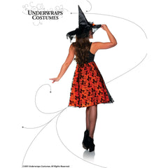 Bobbity Black & Orange Witch Light Up Skirt Women's Adult Costume w/ Witch's Hat