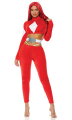 Powerful Sexy Red Superhero Women's Costume