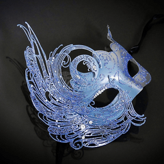 Venetian Mask with Metal Laser Cut Swan