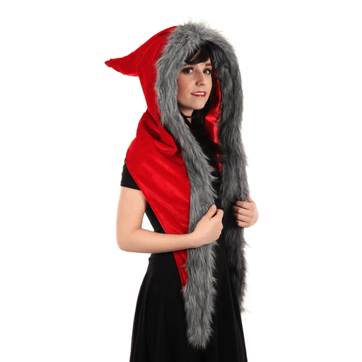 Velvet Fur Lined Red Riding Hood Headpiece
