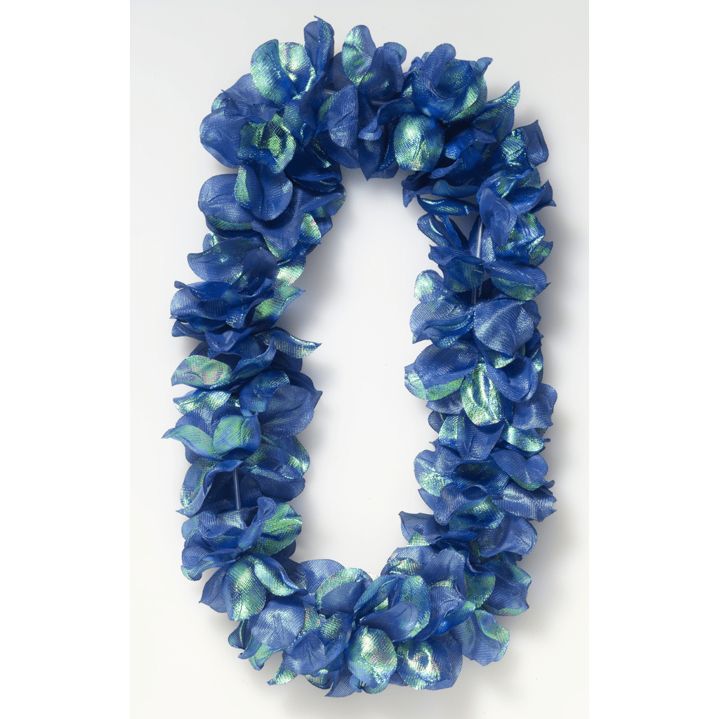 Blue Pearlized Faux Flower Hawaiian Leis