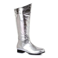 Futuristic Silver 1" Mens Heeled Boot