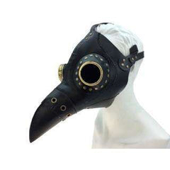 Black Leather Plague Doctor Goggle Mask