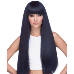 Mirage Long Black & Blue Wig with Straight Cut Bang