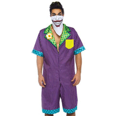 Super Villain Joker Purple Striped Men's Costume