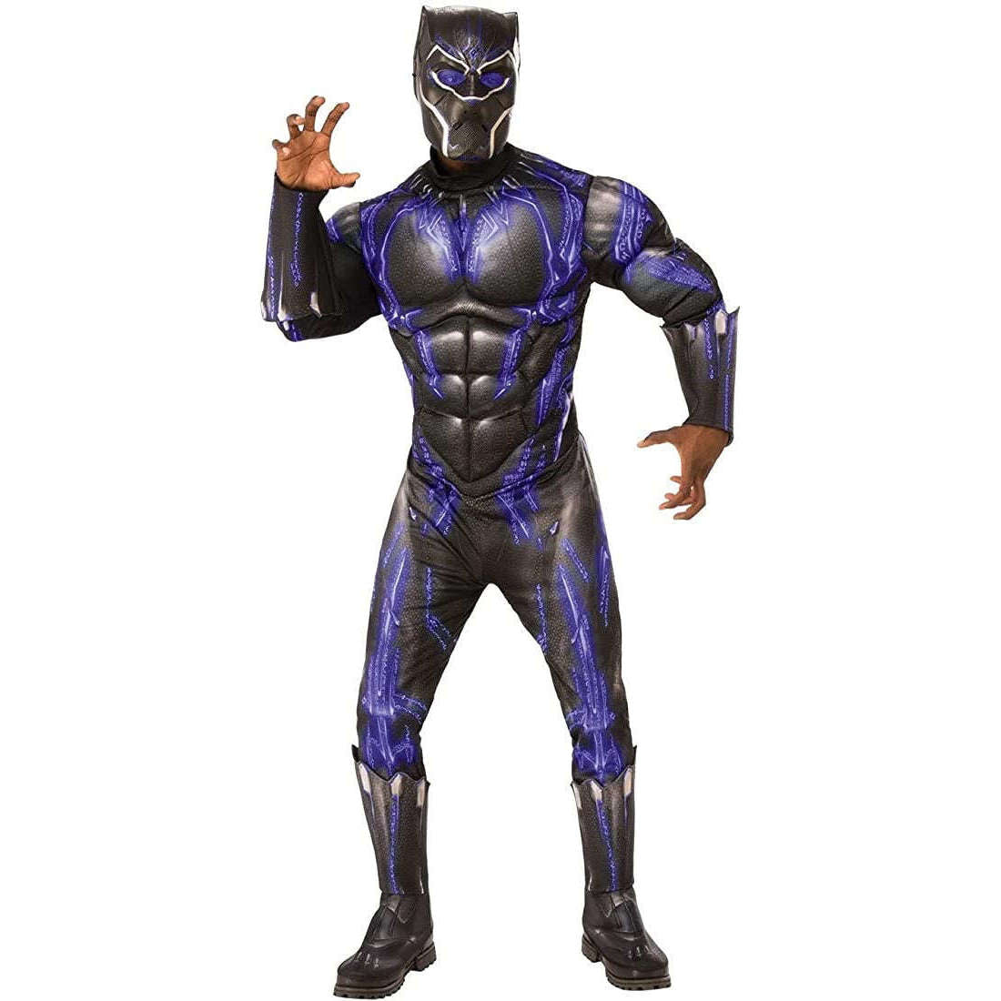 Marvel Avengers Deluxe Black Panther Battle Suit Adult Costume w/ Muscle Chest And Mask
