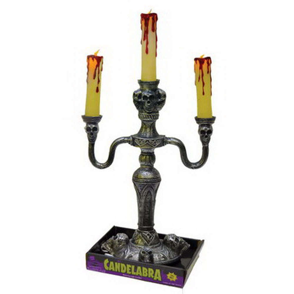 14" Haunted Bloody Look Candelabra with LED Flames