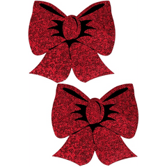 Red Glitter Bow Nipple Pasties