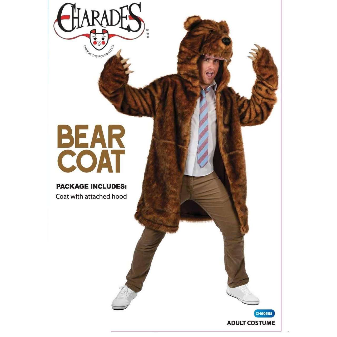 Grizzly Bear Head Jacket Adult Costume
