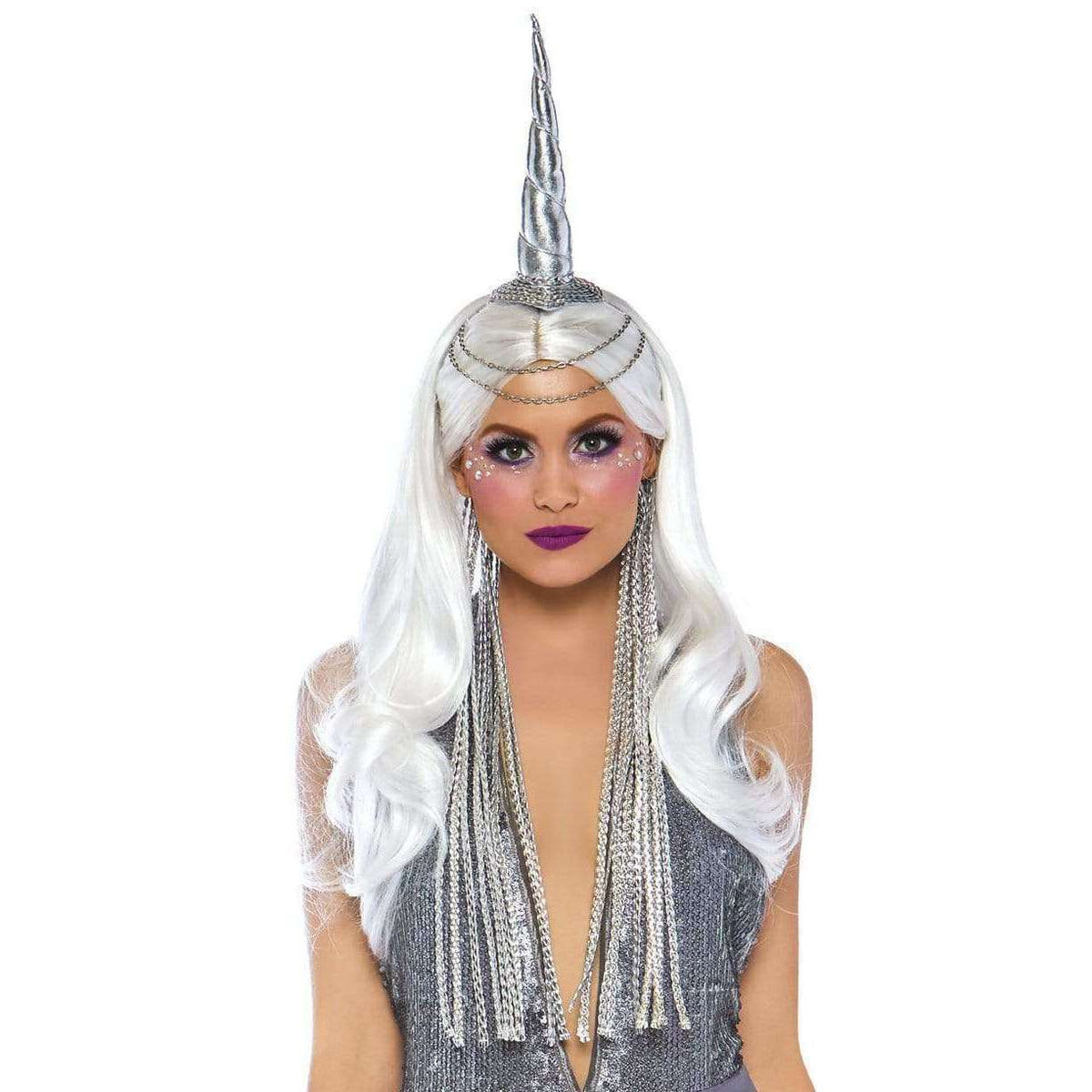 Celestial Unicorn Headband with Chain Accent and Braided Hair