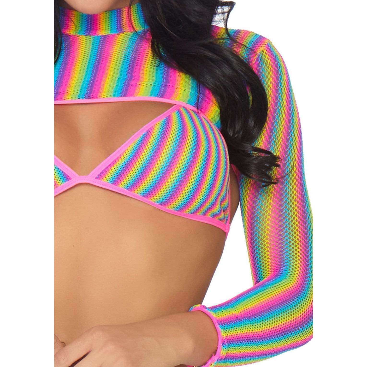 Sexy 3pc Rainbow Fishnet Bikini