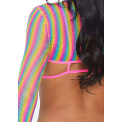 Sexy 3pc Rainbow Fishnet Bikini