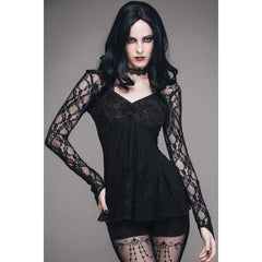 Black Embroidery and Lace Top