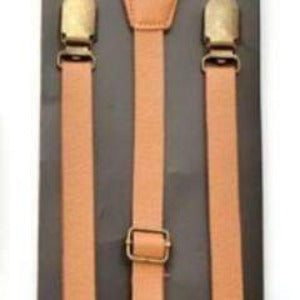 Vinyl Light Brown Skinny Suspenders