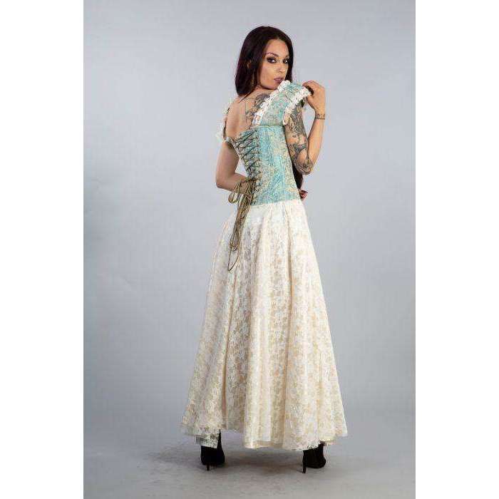 Gypsy Dress in Turquoise Cream Jacquard/Cream Lace