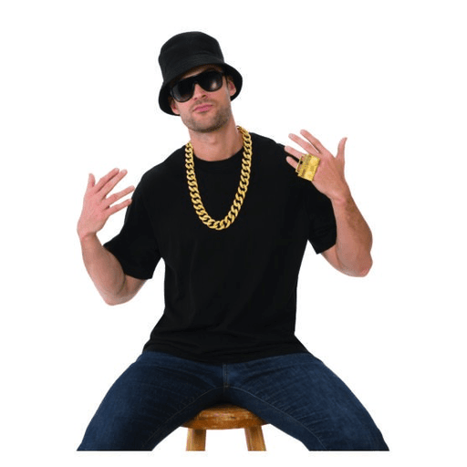 Old School Rapper Adult Kit w/ Hat, Jewelry And Glasses