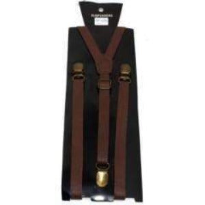 Vinyl Brown Skinny Suspenders