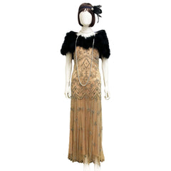 Premiere 1920s Tan & Silver Elegant Evening Gown Adult Costume