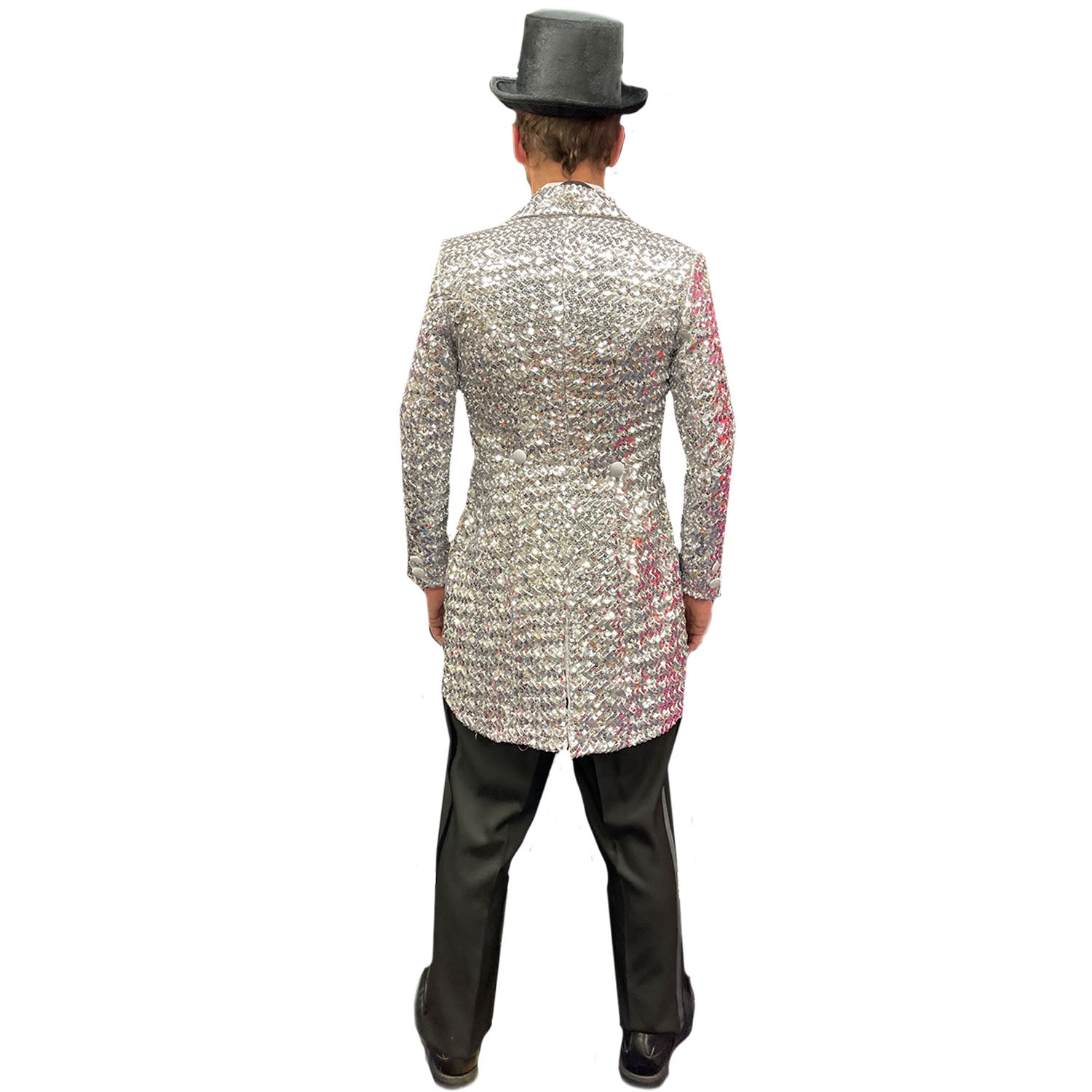 Shimmery Silver Sequin Mens Adult Tailcoat