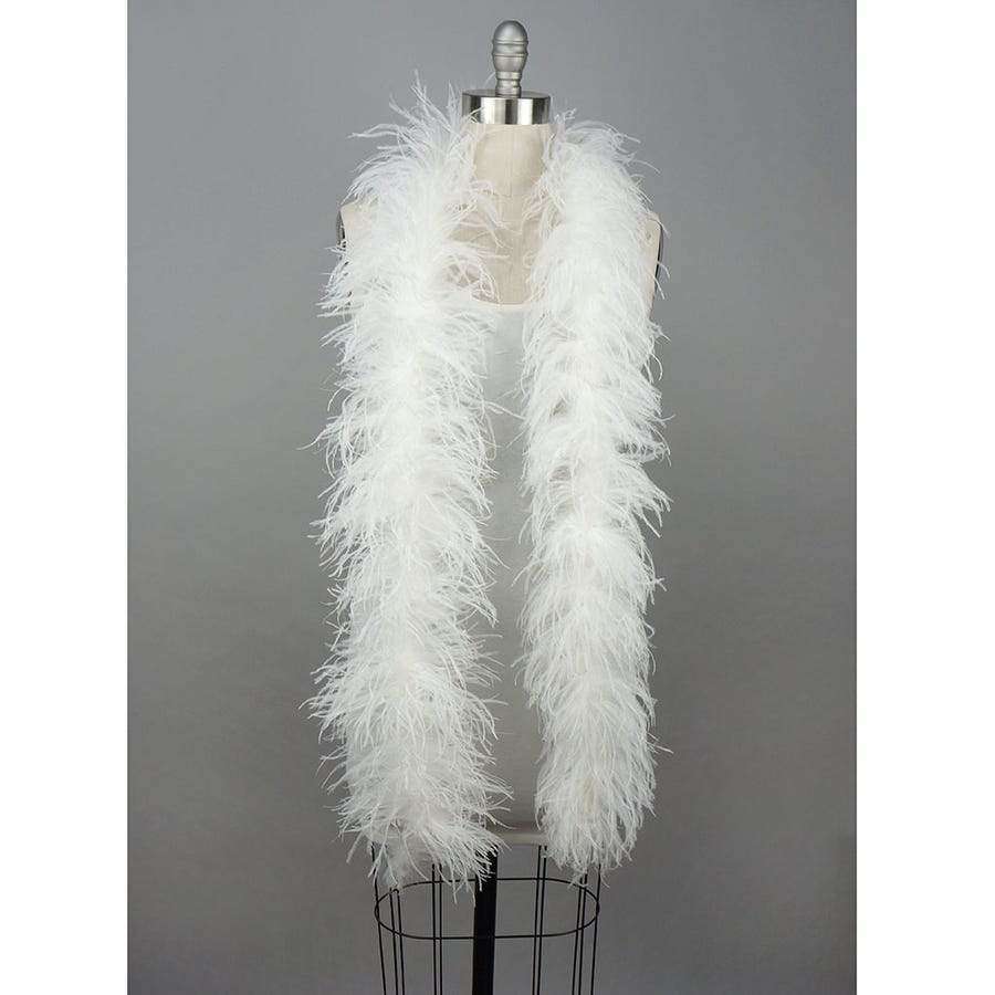 Luxurious WHITE & SILVER 3 Ply Ostrich Feather Boa w/Lurex - For