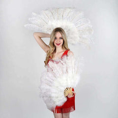 White Ostrich Fan with Marabou